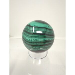 Natural Polished Malachite Crystal Sphere 46mm Banded Green Mineral Specimen